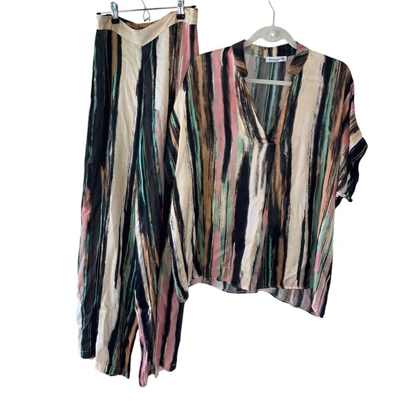 Max Enjoy Paris Womens Pant Set Size Medium Multicolor Wide Leg Casual - Picture 6 of 16